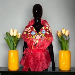Fuchsia202204-Modern Filipiniana Handpainted Wrap Around Alampay